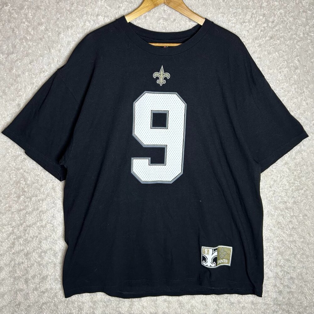 Drew Brees NFL Team Apparel Black and White Short Sleeve Shirt 2XL #9 SAINTS